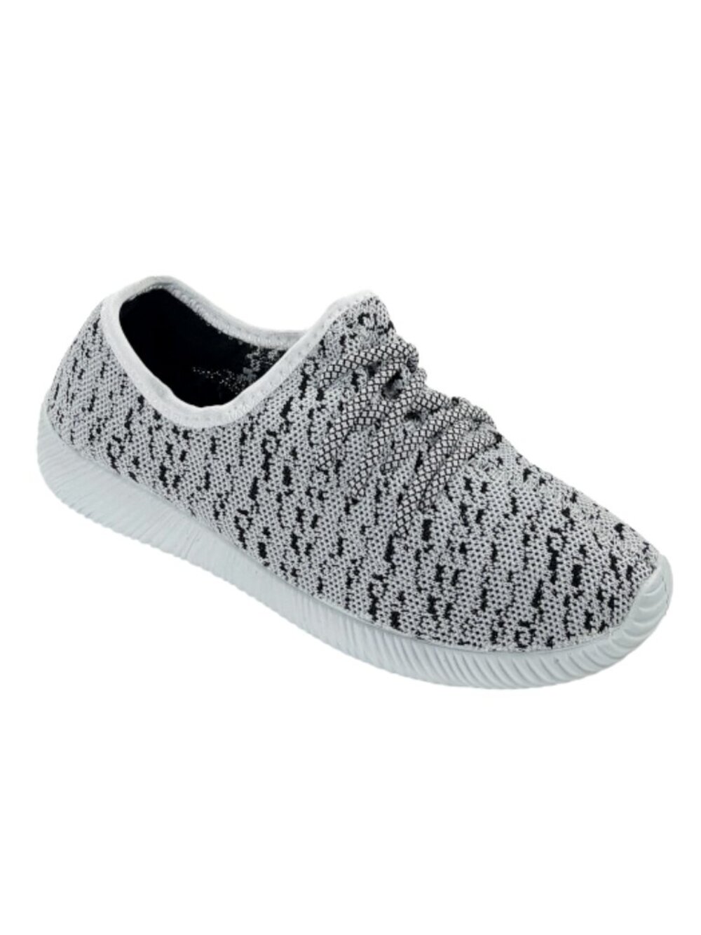 Qupid Nacara-02 Women’s White Black Knit Lace-Up Athletic Sneakers